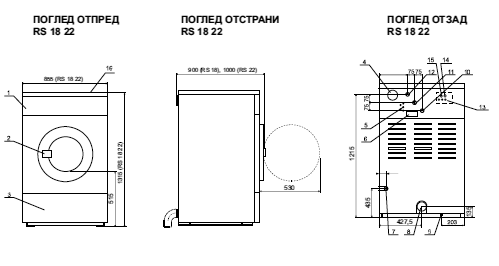 Професионална перална машина с центрофуга RS 18