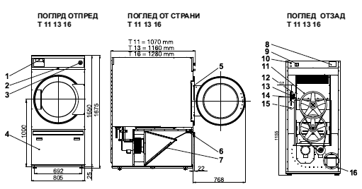 Професионална барабанна сушилна машина T 16